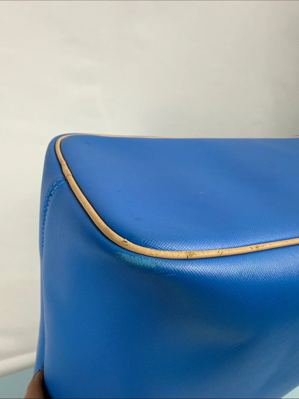 Coach Metro Tote in Blue Leather with Tan Trim